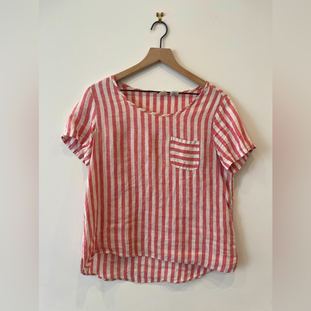Striped pink and cream linen T, perfect for summer and spring.